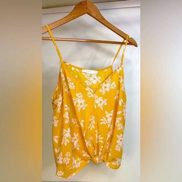 NWOT - Lush Floral Yellow Spaghetti Strap Top- xl - Picture 1 of 3